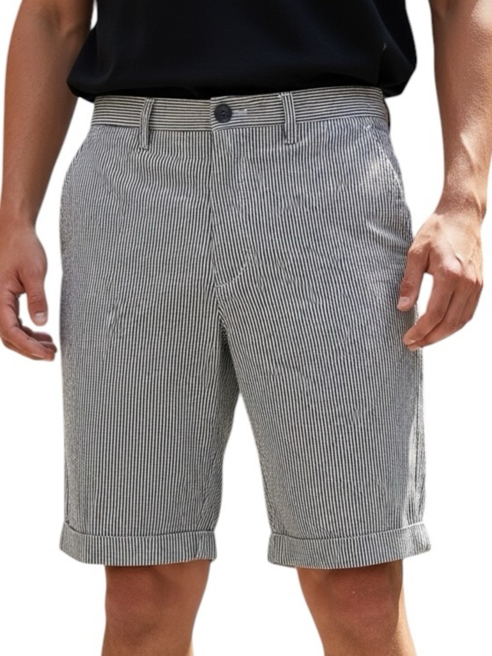 Tommy Hilfiger Men's Navy & White Pinstripe Flat-Front Shorts